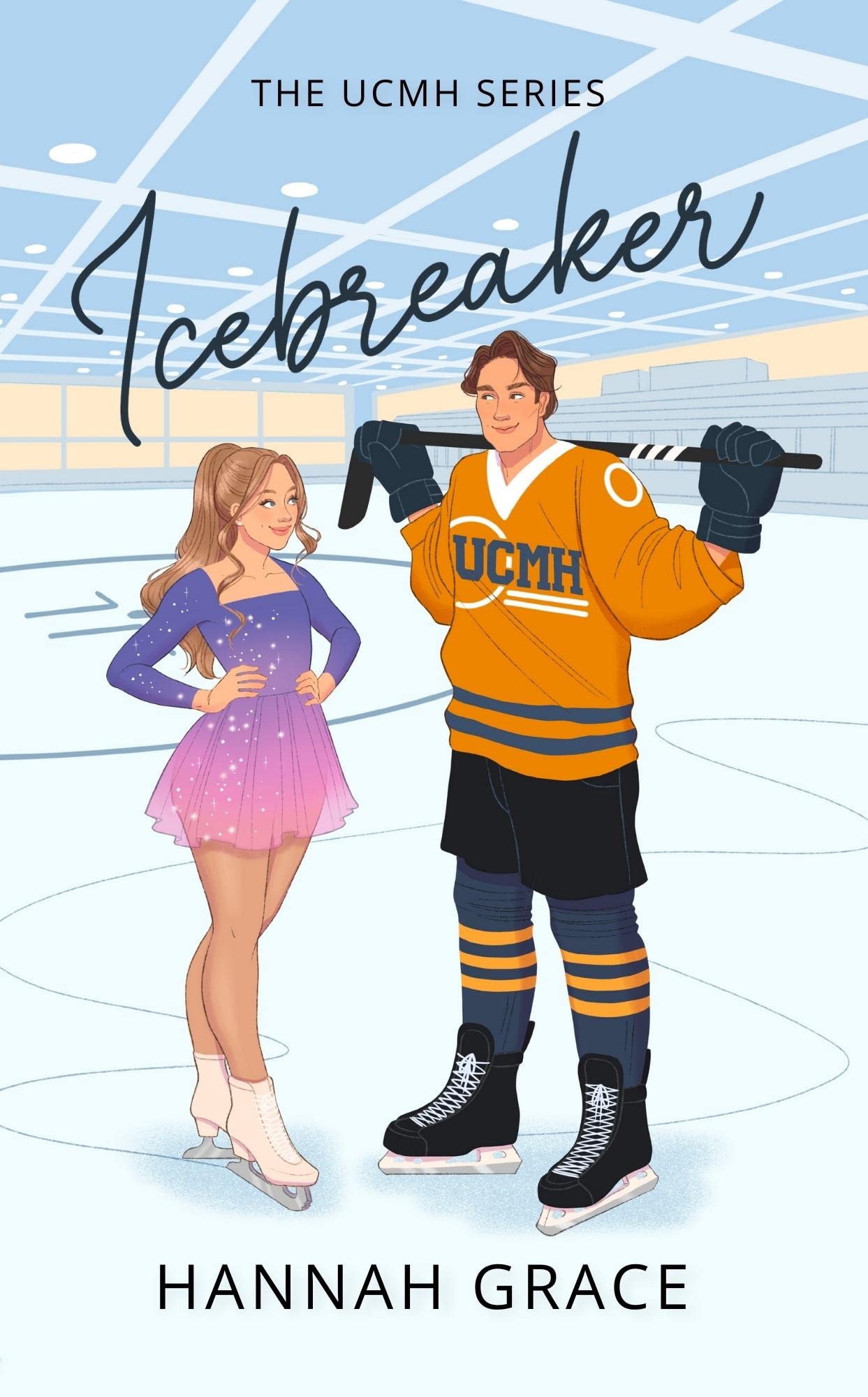 Book cover of 'Icetbreaker' featuring a hockey player and skater with UCMH branding.