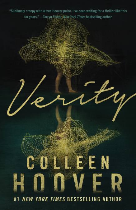 Book cover of 'Verity' by Colleen Hoover with a dark background and yellow text.